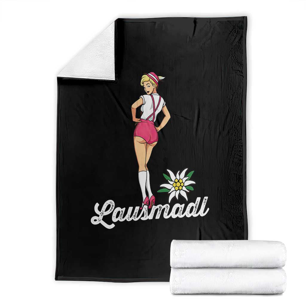 Retro Bavarian Pin Up Girl Lausmadl Throw Blanket Oktoberfest Edelweiss Flower - Wonder Print Shop