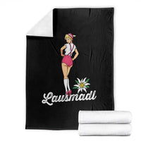 Retro Bavarian Pin Up Girl Lausmadl Throw Blanket Oktoberfest Edelweiss Flower - Wonder Print Shop