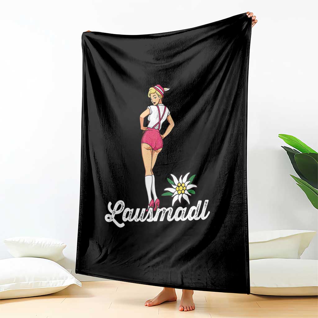 Retro Bavarian Pin Up Girl Lausmadl Throw Blanket Oktoberfest Edelweiss Flower - Wonder Print Shop