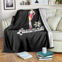 Retro Bavarian Pin Up Girl Lausmadl Throw Blanket Oktoberfest Edelweiss Flower - Wonder Print Shop