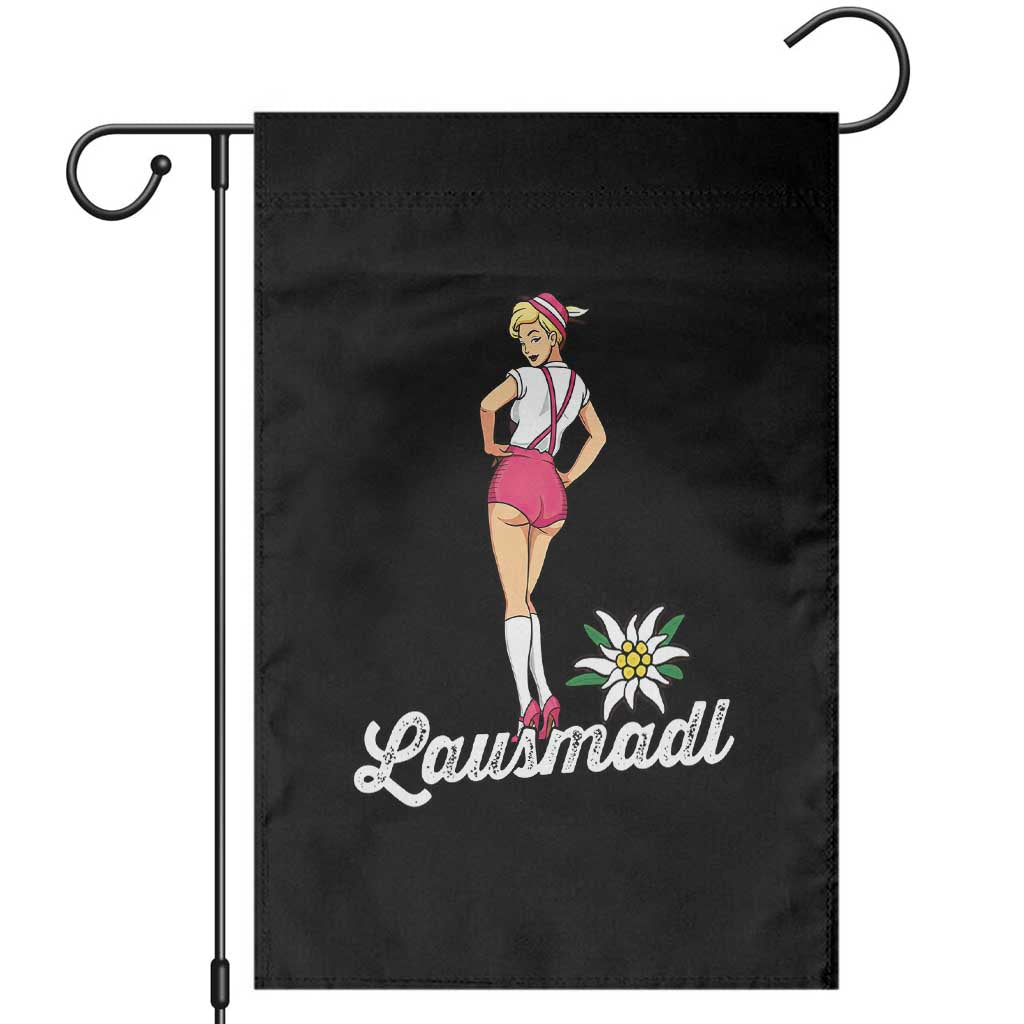 Retro Bavarian Pin Up Girl Lausmadl Garden Flag Oktoberfest Edelweiss Flower - Wonder Print Shop