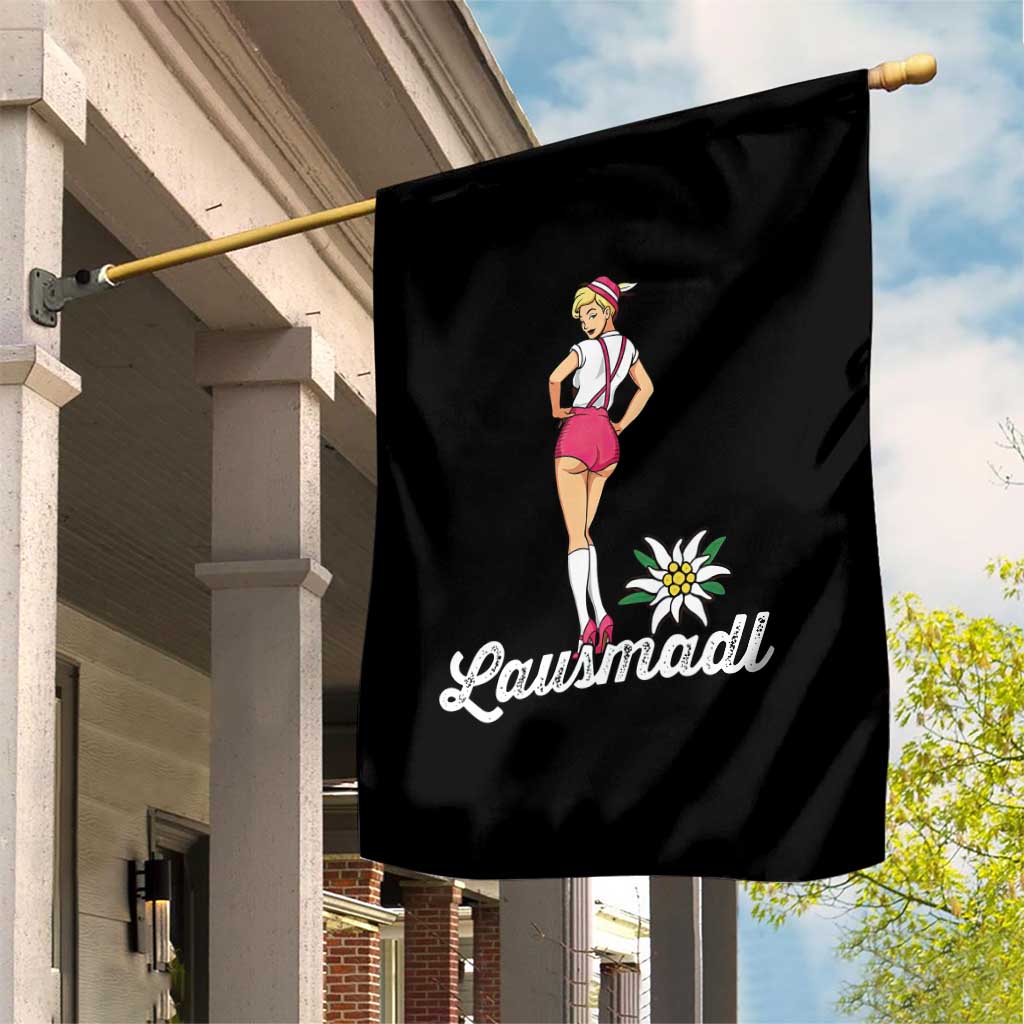 Retro Bavarian Pin Up Girl Lausmadl Garden Flag Oktoberfest Edelweiss Flower - Wonder Print Shop