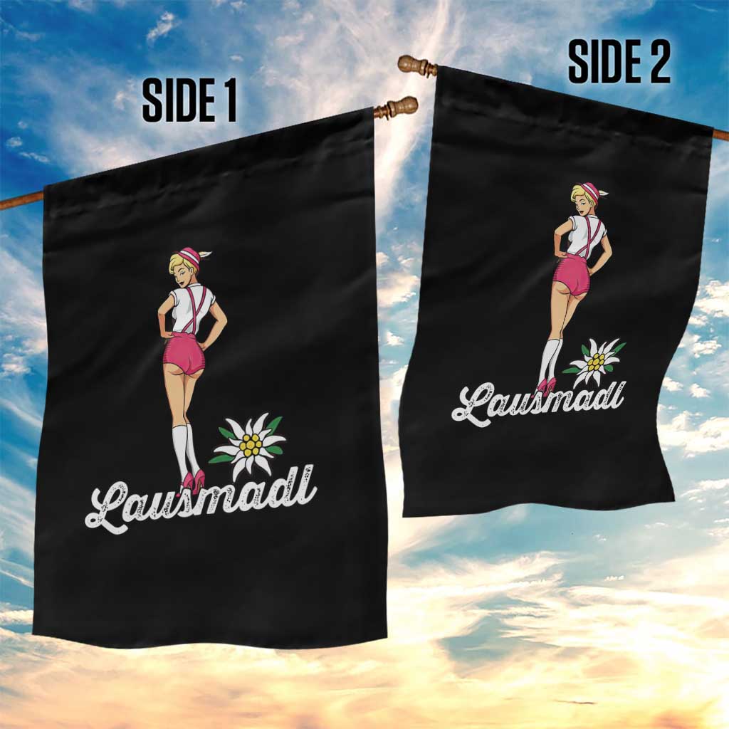 Retro Bavarian Pin Up Girl Lausmadl Garden Flag Oktoberfest Edelweiss Flower - Wonder Print Shop