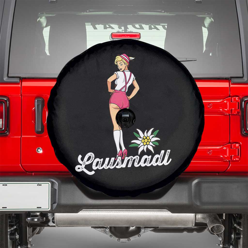 Retro Bavarian Pin Up Girl Lausmadl Spare Tire Cover Oktoberfest Edelweiss Flower - Wonder Print Shop