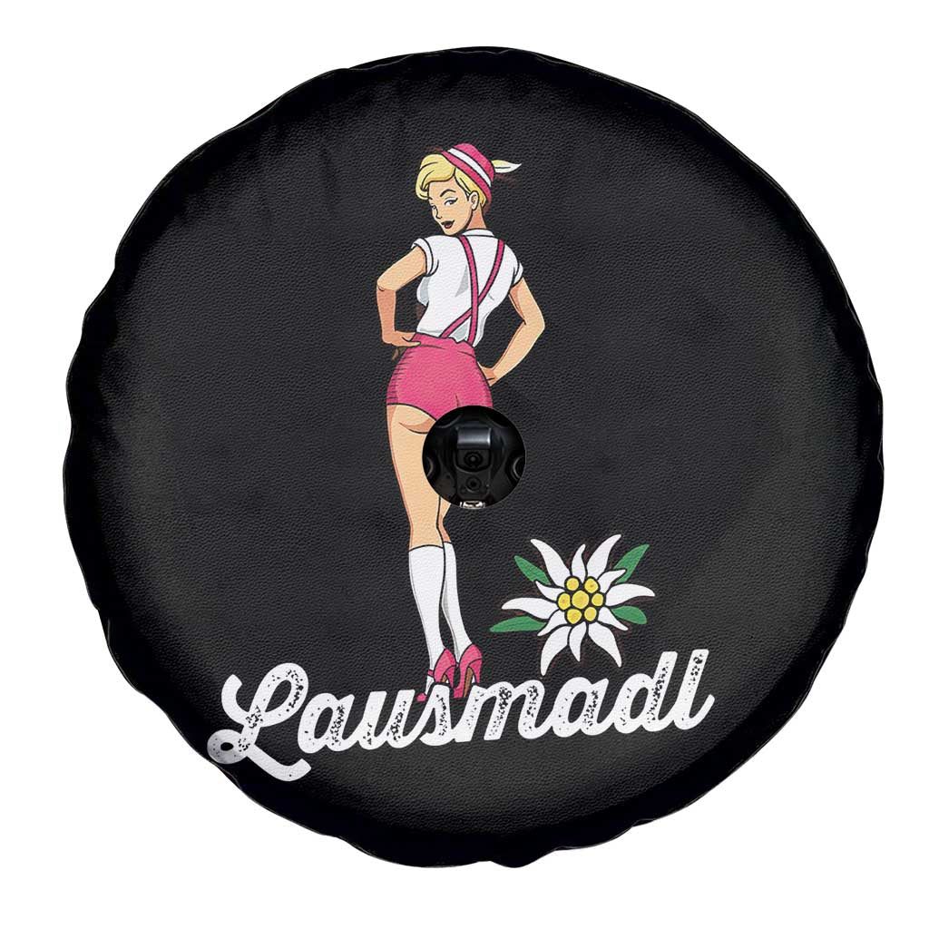 Retro Bavarian Pin Up Girl Lausmadl Spare Tire Cover Oktoberfest Edelweiss Flower - Wonder Print Shop