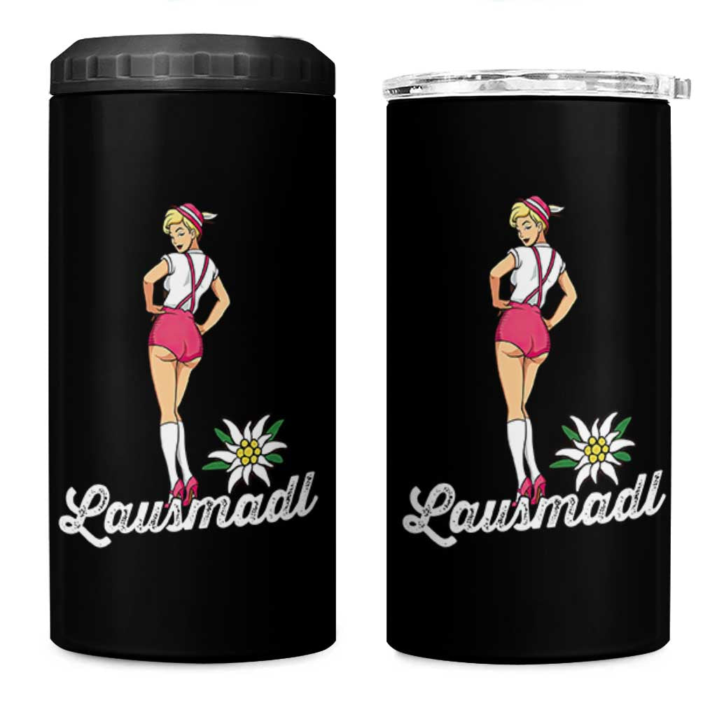 Retro Bavarian Pin Up Girl Lausmadl 4 in 1 Can Cooler Tumbler Oktoberfest Edelweiss Flower - Wonder Print Shop