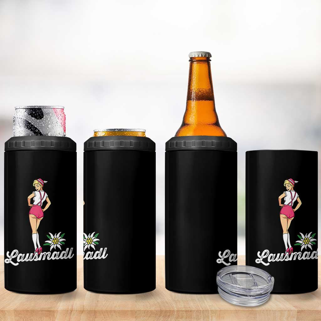 Retro Bavarian Pin Up Girl Lausmadl 4 in 1 Can Cooler Tumbler Oktoberfest Edelweiss Flower - Wonder Print Shop