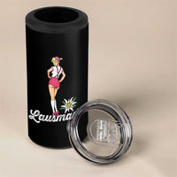 Retro Bavarian Pin Up Girl Lausmadl 4 in 1 Can Cooler Tumbler Oktoberfest Edelweiss Flower - Wonder Print Shop