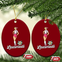 Retro Bavarian Pin Up Girl Lausmadl Ceramic Ornament Oktoberfest Edelweiss Flower - Wonder Print Shop