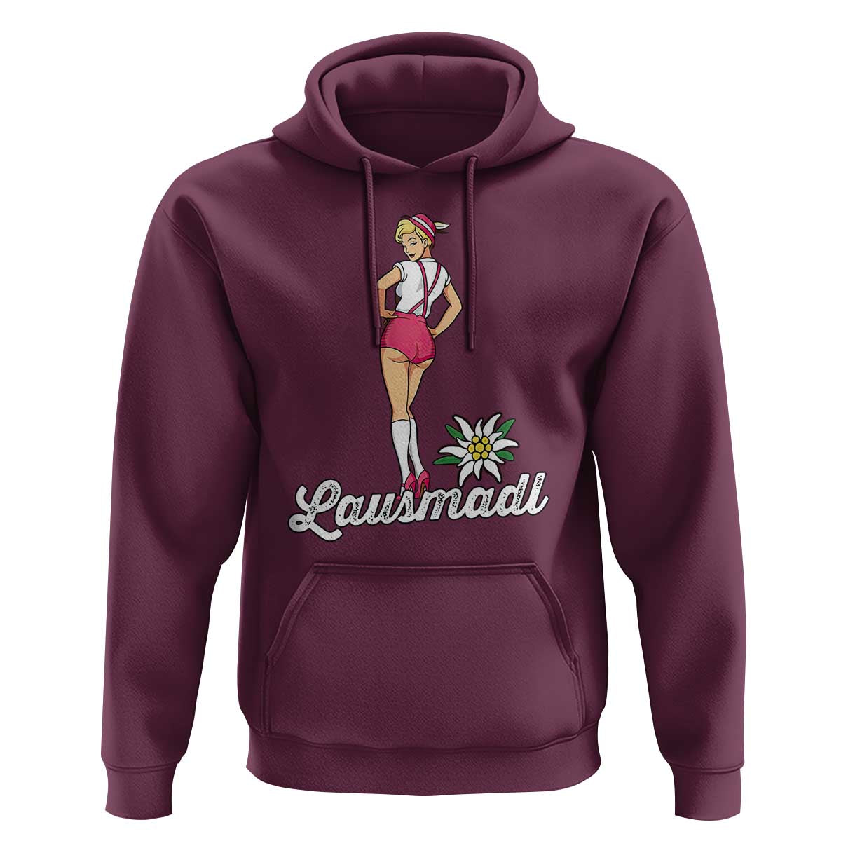 Retro Bavarian Pin Up Girl Lausmadl Hoodie Oktoberfest Edelweiss Flower - Wonder Print Shop