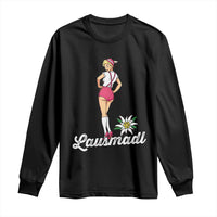 Retro Bavarian Pin Up Girl Lausmadl Long Sleeve Shirt Oktoberfest Edelweiss Flower - Wonder Print Shop