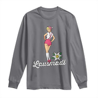 Retro Bavarian Pin Up Girl Lausmadl Long Sleeve Shirt Oktoberfest Edelweiss Flower - Wonder Print Shop