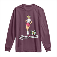 Retro Bavarian Pin Up Girl Lausmadl Long Sleeve Shirt Oktoberfest Edelweiss Flower - Wonder Print Shop