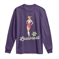 Retro Bavarian Pin Up Girl Lausmadl Long Sleeve Shirt Oktoberfest Edelweiss Flower - Wonder Print Shop