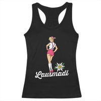 Retro Bavarian Pin Up Girl Lausmadl Racerback Tank Top Oktoberfest Edelweiss Flower - Wonder Print Shop