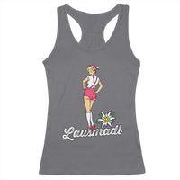Retro Bavarian Pin Up Girl Lausmadl Racerback Tank Top Oktoberfest Edelweiss Flower - Wonder Print Shop