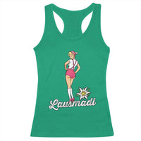 Retro Bavarian Pin Up Girl Lausmadl Racerback Tank Top Oktoberfest Edelweiss Flower - Wonder Print Shop