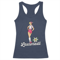 Retro Bavarian Pin Up Girl Lausmadl Racerback Tank Top Oktoberfest Edelweiss Flower - Wonder Print Shop