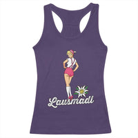 Retro Bavarian Pin Up Girl Lausmadl Racerback Tank Top Oktoberfest Edelweiss Flower - Wonder Print Shop