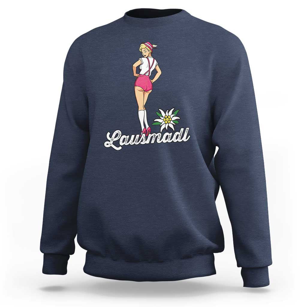 Retro Bavarian Pin Up Girl Lausmadl Sweatshirt Oktoberfest Edelweiss Flower - Wonder Print Shop