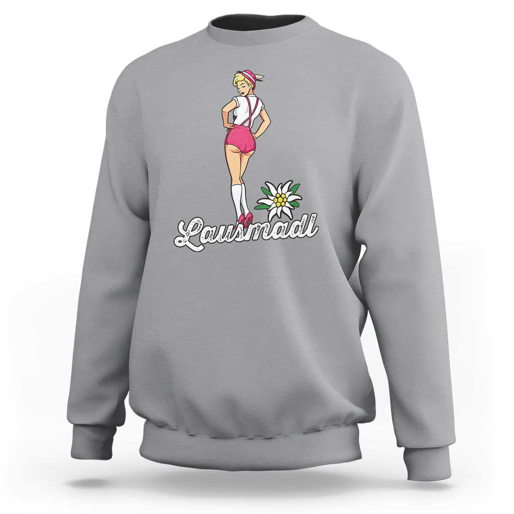 Retro Bavarian Pin Up Girl Lausmadl Sweatshirt Oktoberfest Edelweiss Flower - Wonder Print Shop