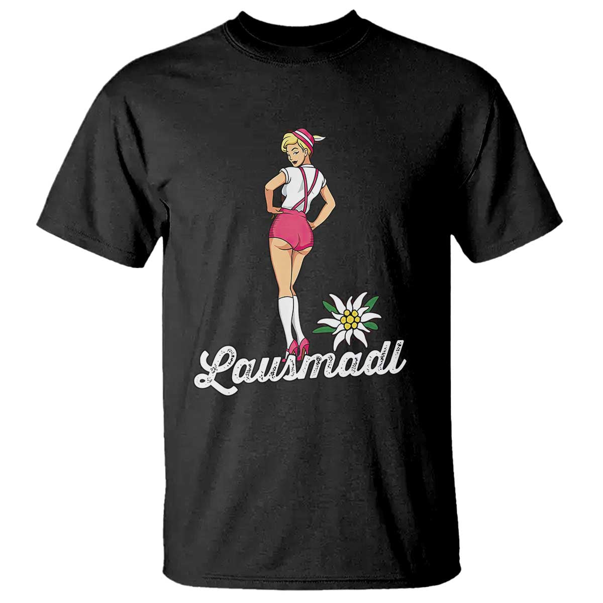 Retro Bavarian Pin Up Girl Lausmadl T Shirt Oktoberfest Edelweiss Flower - Wonder Print Shop