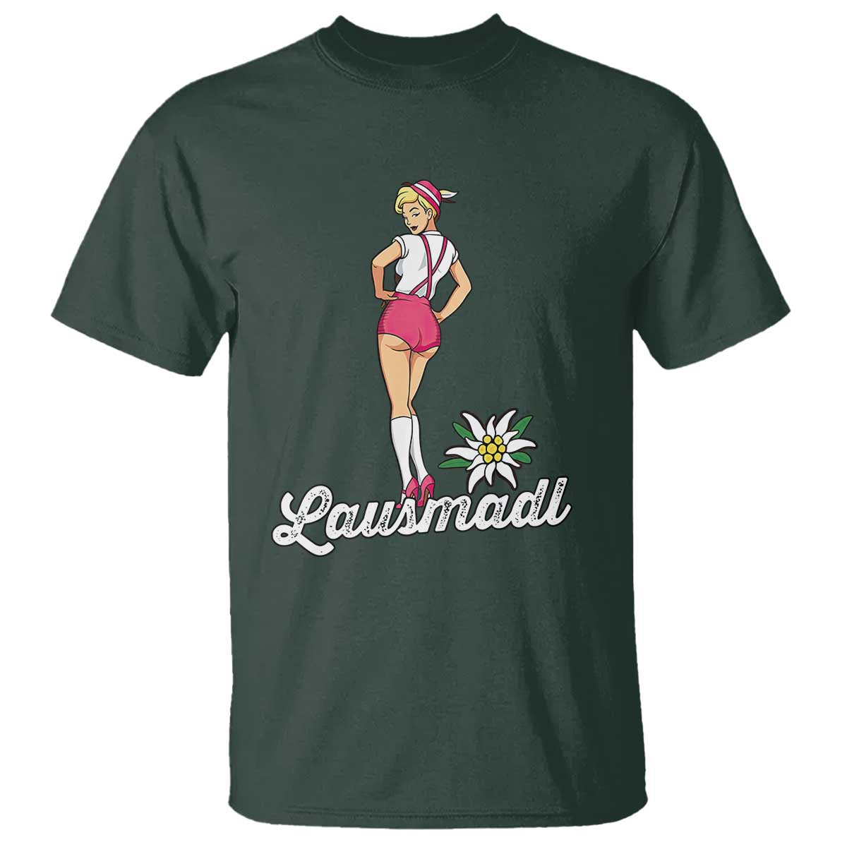 Retro Bavarian Pin Up Girl Lausmadl T Shirt Oktoberfest Edelweiss Flower - Wonder Print Shop