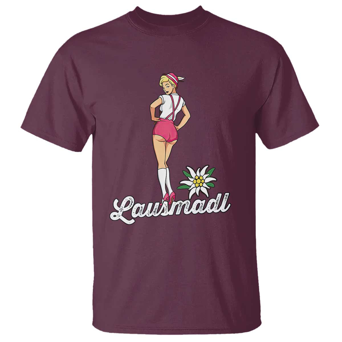 Retro Bavarian Pin Up Girl Lausmadl T Shirt Oktoberfest Edelweiss Flower - Wonder Print Shop