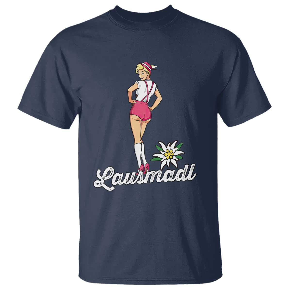 Retro Bavarian Pin Up Girl Lausmadl T Shirt Oktoberfest Edelweiss Flower - Wonder Print Shop