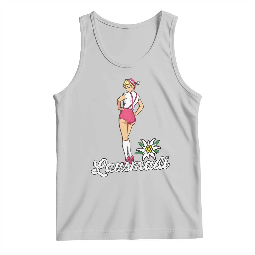 Retro Bavarian Pin Up Girl Lausmadl Tank Top Oktoberfest Edelweiss Flower - Wonder Print Shop