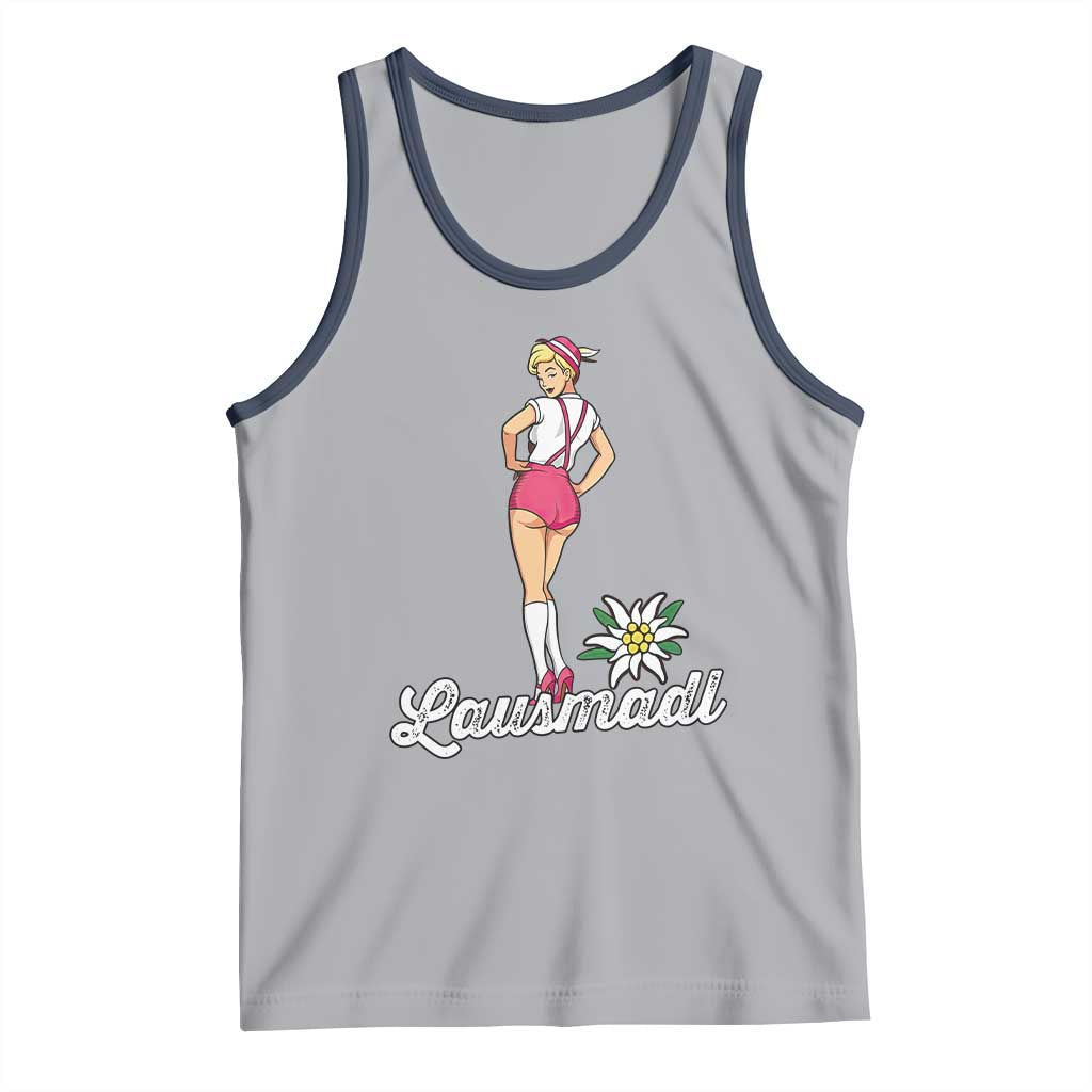 Retro Bavarian Pin Up Girl Lausmadl Tank Top Oktoberfest Edelweiss Flower - Wonder Print Shop
