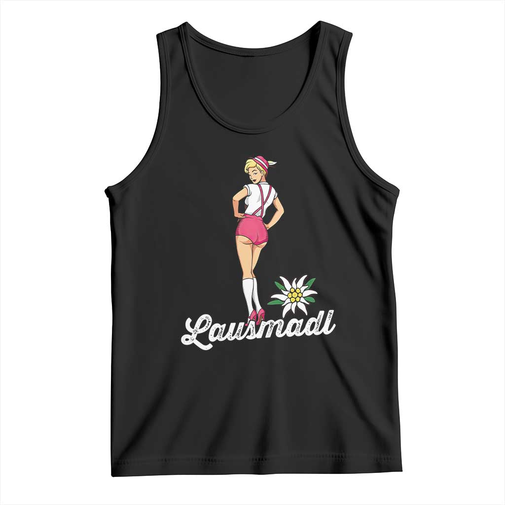 Retro Bavarian Pin Up Girl Lausmadl Tank Top Oktoberfest Edelweiss Flower - Wonder Print Shop