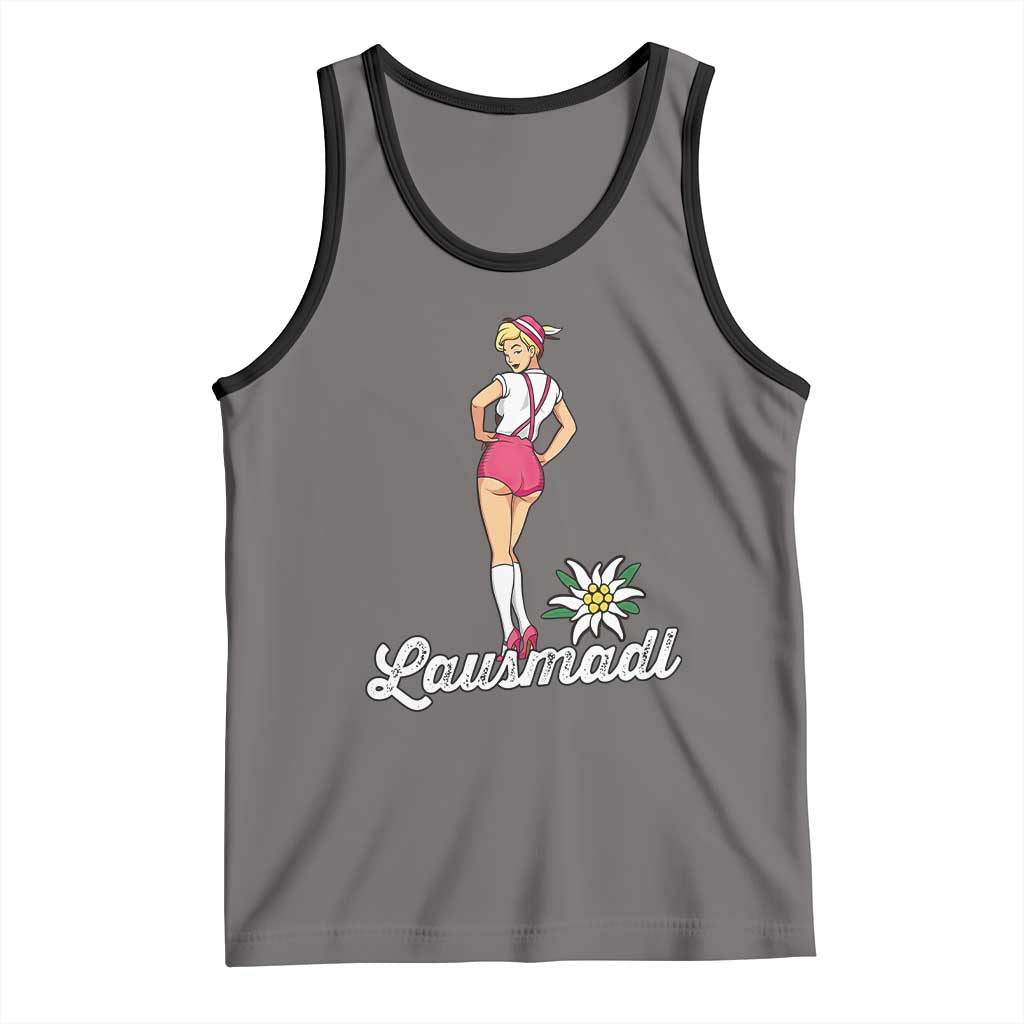 Retro Bavarian Pin Up Girl Lausmadl Tank Top Oktoberfest Edelweiss Flower - Wonder Print Shop