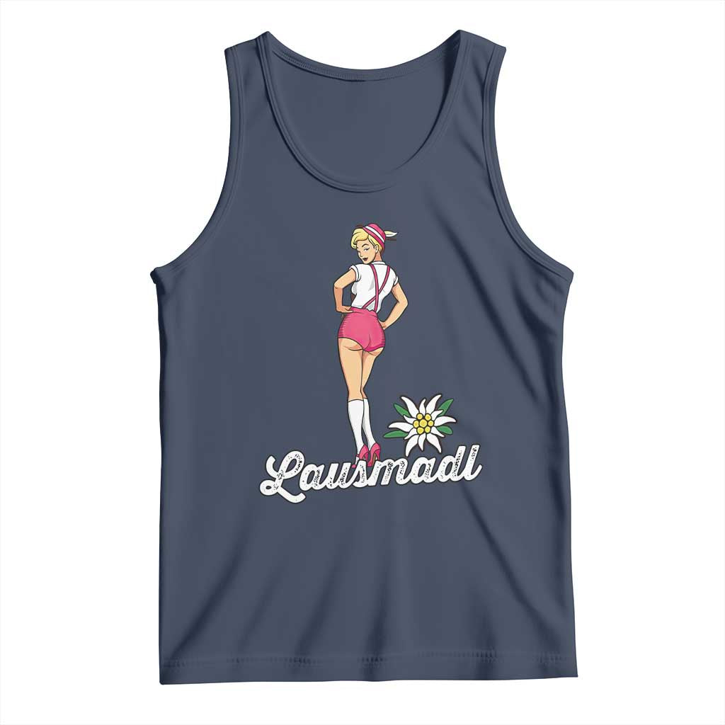 Retro Bavarian Pin Up Girl Lausmadl Tank Top Oktoberfest Edelweiss Flower - Wonder Print Shop
