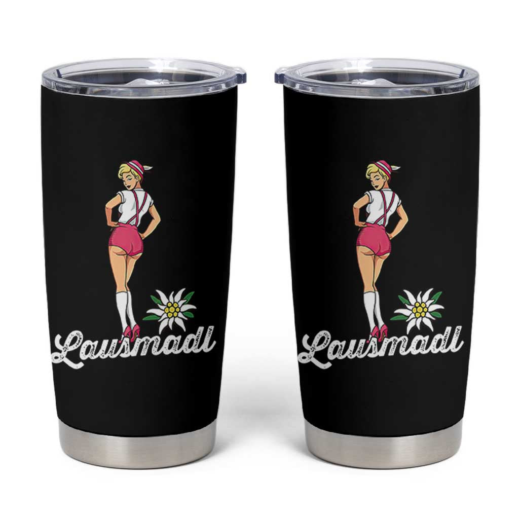 Retro Bavarian Pin Up Girl Lausmadl Tumbler Cup Oktoberfest Edelweiss Flower - Wonder Print Shop