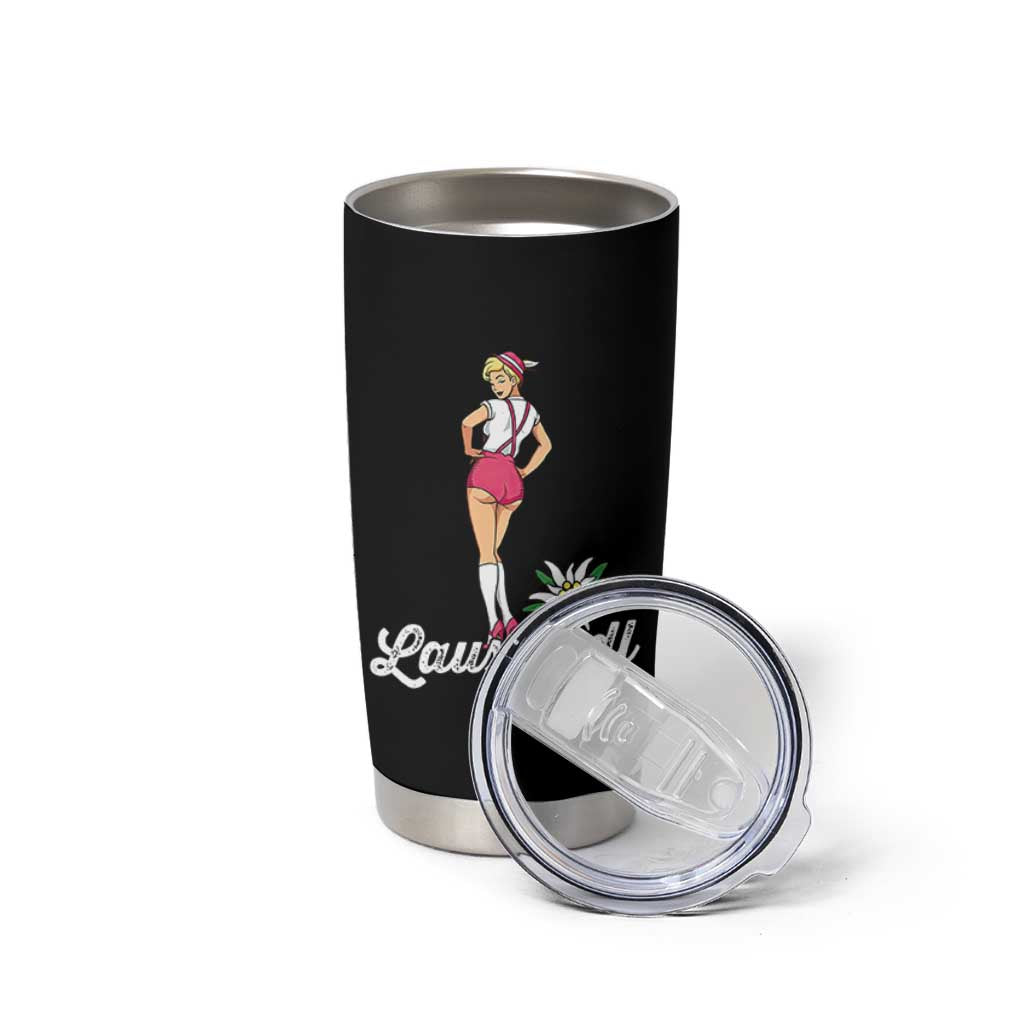 Retro Bavarian Pin Up Girl Lausmadl Tumbler Cup Oktoberfest Edelweiss Flower - Wonder Print Shop