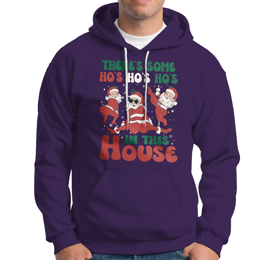 Christmas Santa Hoodie Theres Some Hos In This House Funny Xmas - Wonder Print Shop