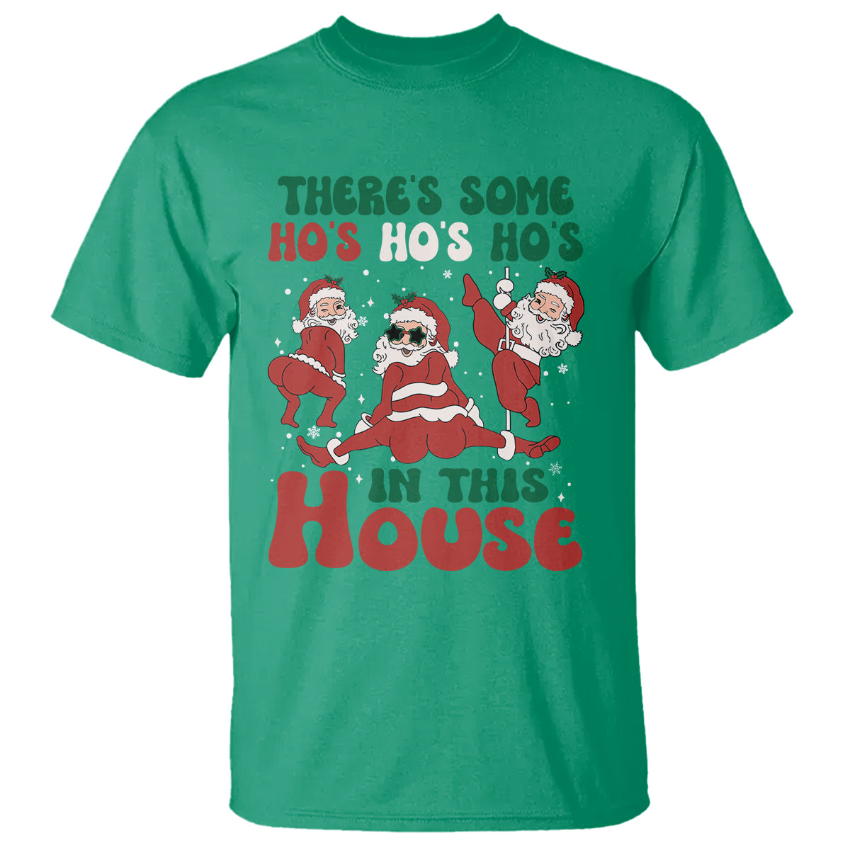 Christmas Santa T Shirt Theres Some Hos In This House Funny Xmas - Wonder Print Shop