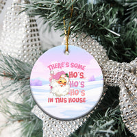 Pink Santa Christmas Ceramic Ornament Theres Some Hos In This House Retro Xmas Vibe - Wonder Print Shop