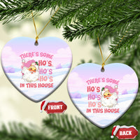 Pink Santa Christmas Ceramic Ornament Theres Some Hos In This House Retro Xmas Vibe - Wonder Print Shop