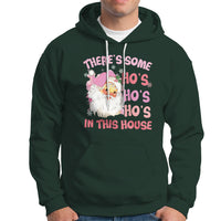 Christmas Pink Santa Hoodie Theres Some Hos In This House Retro Xmas Vibe - Wonder Print Shop