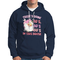 Christmas Pink Santa Hoodie Theres Some Hos In This House Retro Xmas Vibe - Wonder Print Shop