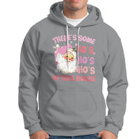 Christmas Pink Santa Hoodie Theres Some Hos In This House Retro Xmas Vibe - Wonder Print Shop