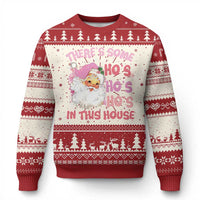 Christmas Pink Santa Ugly Christmas Sweater Theres Some Hos In This House Retro Xmas Vibe - Wonder Print Shop