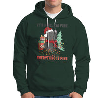 Christmas Black Cat Hoodie It's Fine I'm Fine Everything Is Fine Xmas Light Funny - Wonder Print Shop