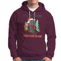 Christmas Black Cat Hoodie It's Fine I'm Fine Everything Is Fine Xmas Light Funny - Wonder Print Shop
