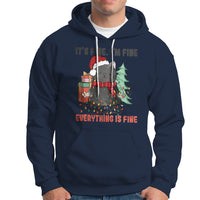 Christmas Black Cat Hoodie It's Fine I'm Fine Everything Is Fine Xmas Light Funny - Wonder Print Shop