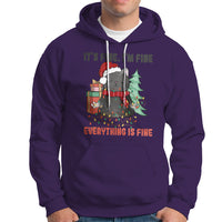 Christmas Black Cat Hoodie It's Fine I'm Fine Everything Is Fine Xmas Light Funny - Wonder Print Shop