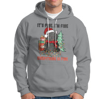 Christmas Black Cat Hoodie It's Fine I'm Fine Everything Is Fine Xmas Light Funny - Wonder Print Shop