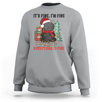 Christmas Black Cat Sweatshirt It's Fine I'm Fine Everything Is Fine Xmas Light Funny - Wonder Print Shop